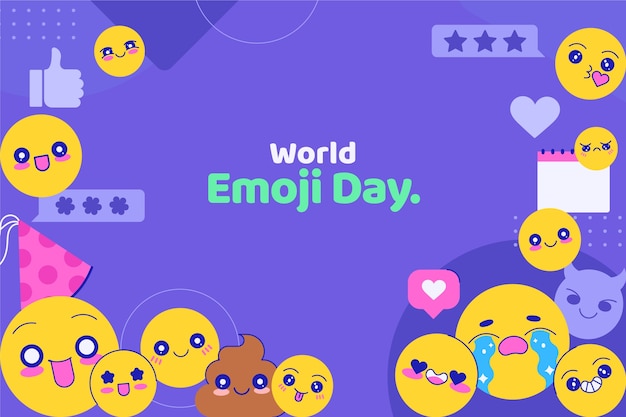 Fondo plano del día mundial del emoji
