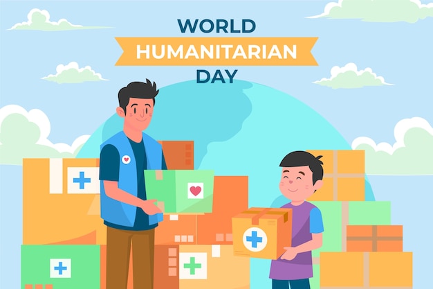 Vector fondo plano del día mundial humanitario