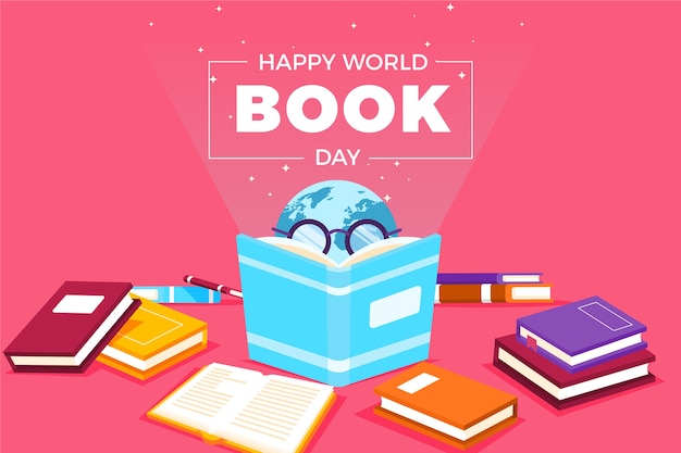 Vector fondo plano del día mundial del libro