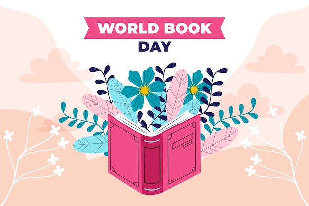 Vector fondo plano del día mundial del libro