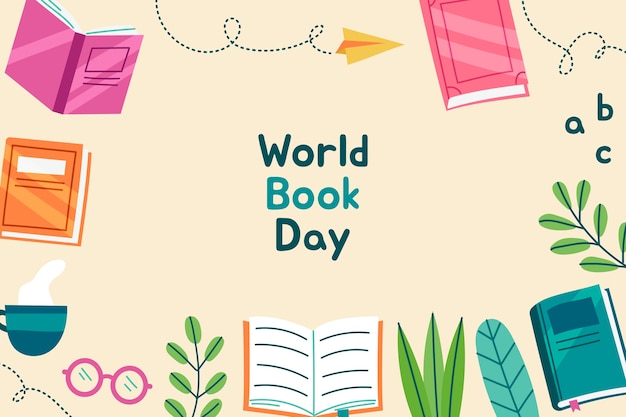 Vector fondo plano del día mundial del libro