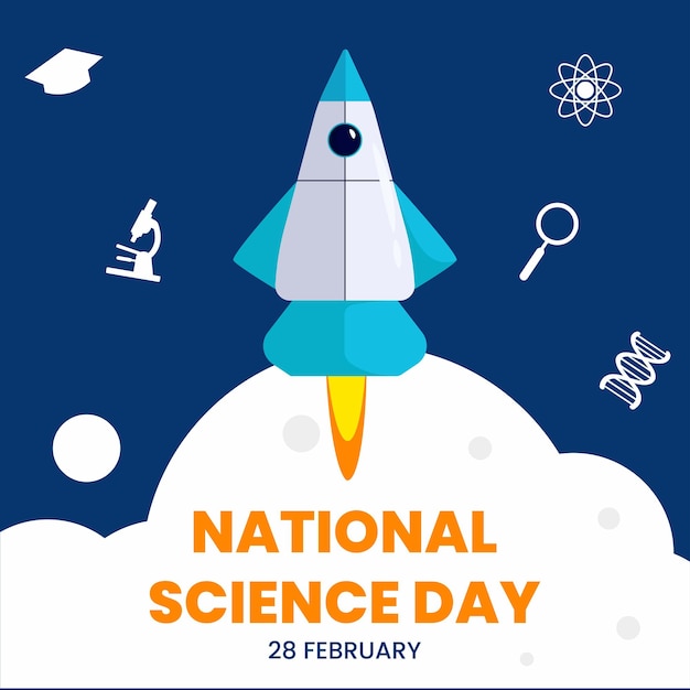 Fondo plano del día nacional de la ciencia adecuado para folletos, carteles, telón de fondo y redes sociales