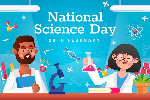 Vector fondo plano del día nacional de la ciencia