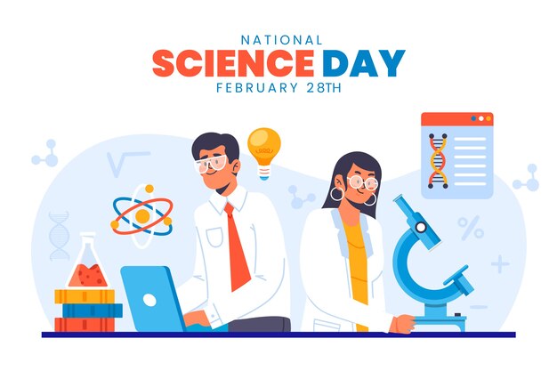 Fondo plano del día nacional de la ciencia