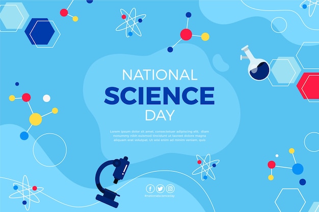 Vector fondo plano del día nacional de la ciencia