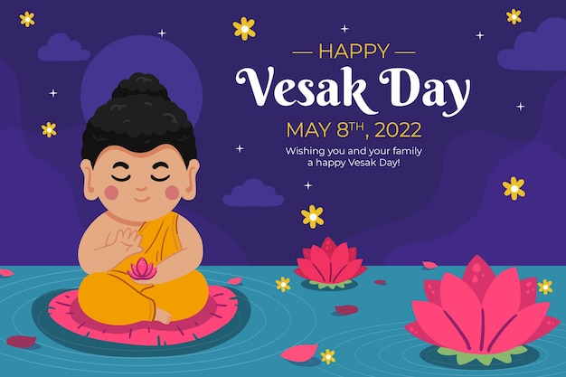 Fondo plano del día de vesak