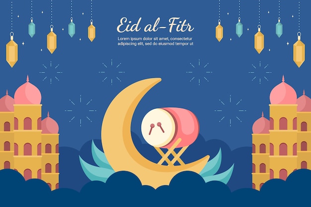 Vector fondo plano de eid al-fitr