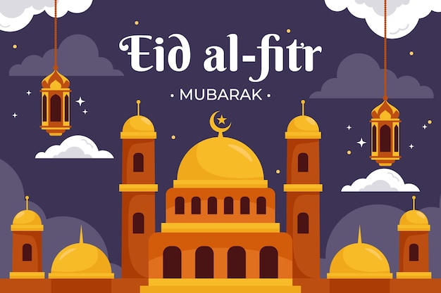 Vector fondo plano de eid al-fitr