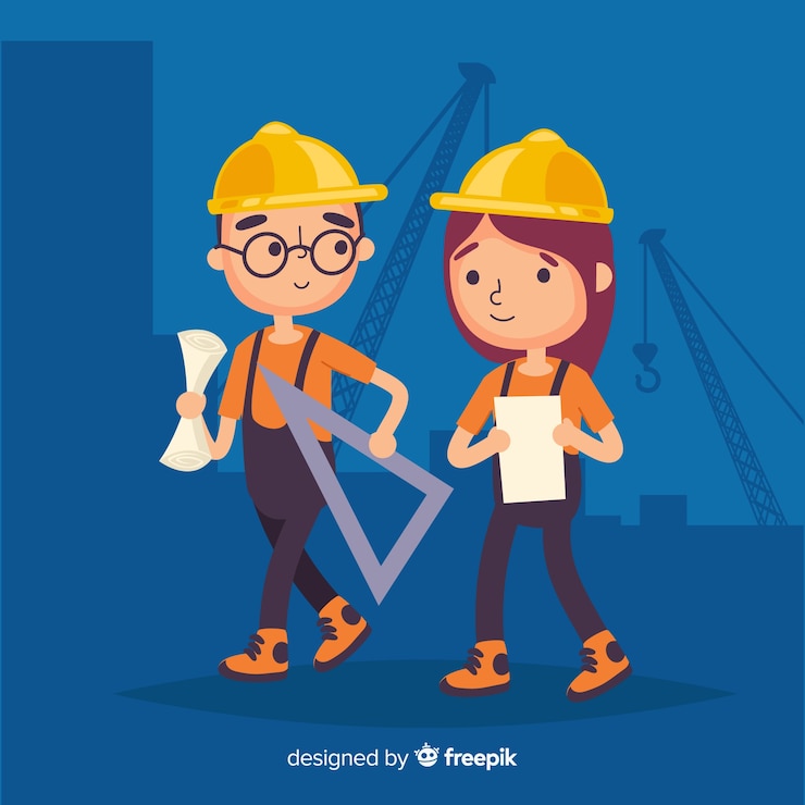 Vector fondo plano equipo de ingenieros