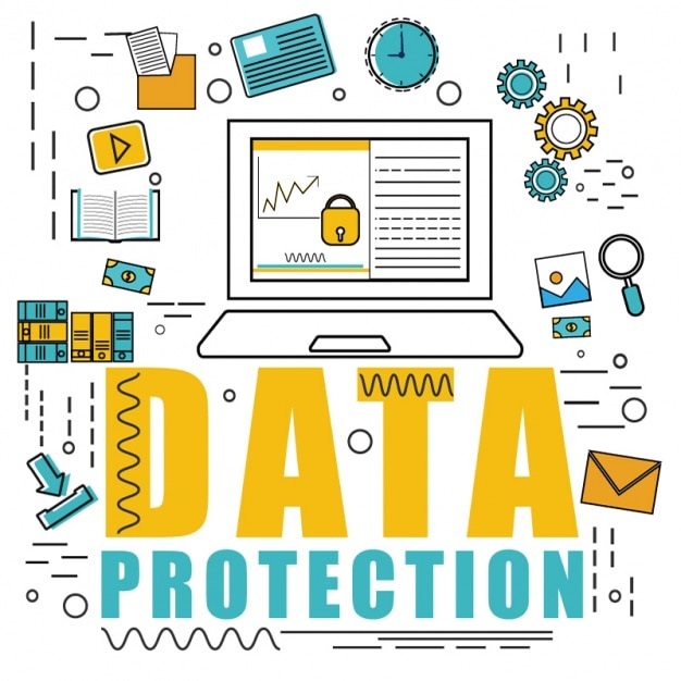 Fondo plano de estrategia de protección de datos