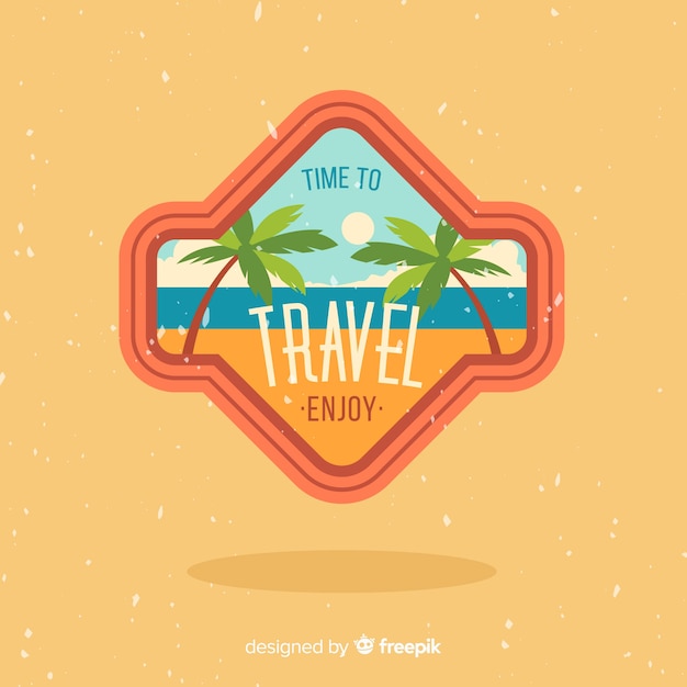 Vector fondo plano etiqueta de viaje vintage