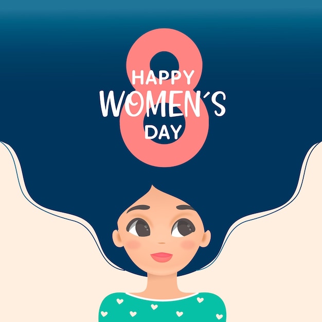 Fondo plano feliz día de la mujer Vector Premium