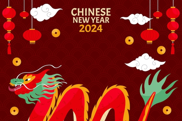 Vector fondo plano para el festival del año nuevo chino