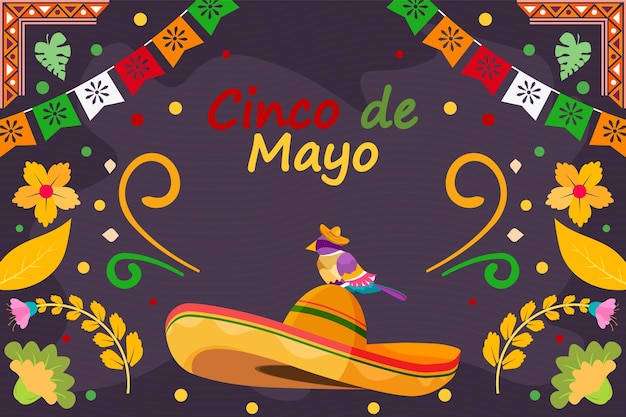 Fondo plano del festival de celebración del cinco de mayo