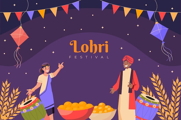 Vector fondo plano festival lohri