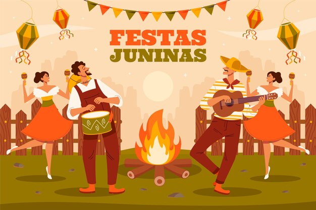 Fondo plano para las festividades brasileñas de Juninas