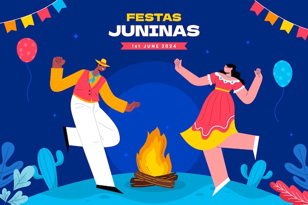 Vector fondo plano para las festividades brasileñas de juninas