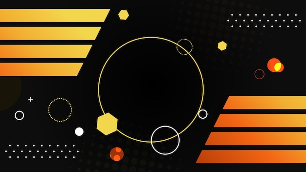 Fondo plano geométrico moderno con fondo naranja y negro Vector Premium