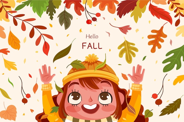 Vector fondo plano hola otoño