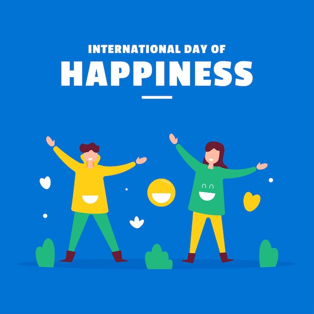 Fondo plano de ilustración del día internacional de la felicidad