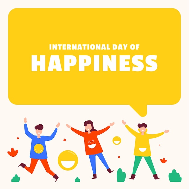 Fondo plano de ilustración del día internacional de la felicidad