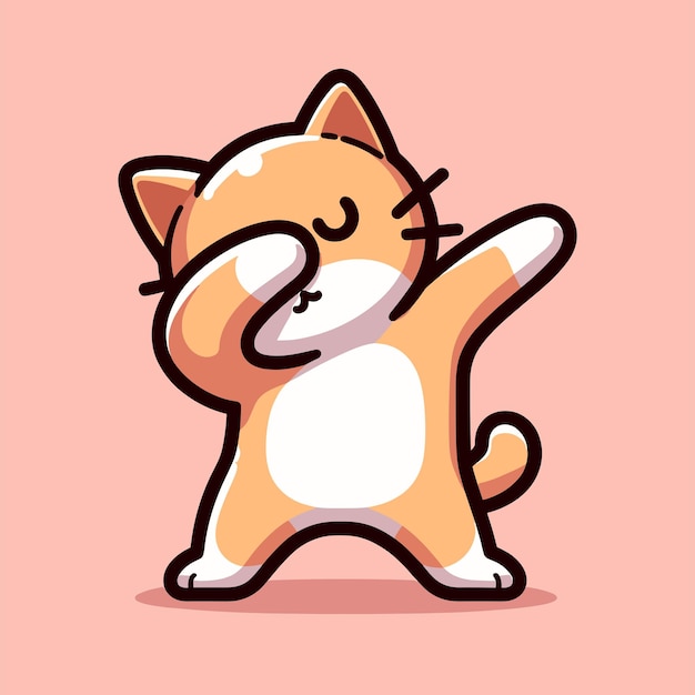 Fondo plano de ilustración de dibujos animados de pose de gato