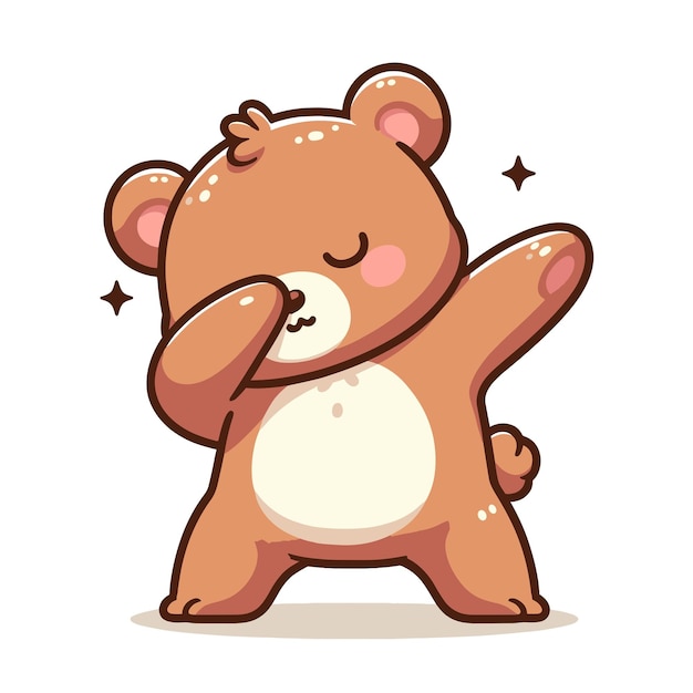 Fondo plano de ilustración de dibujos animados de pose de oso