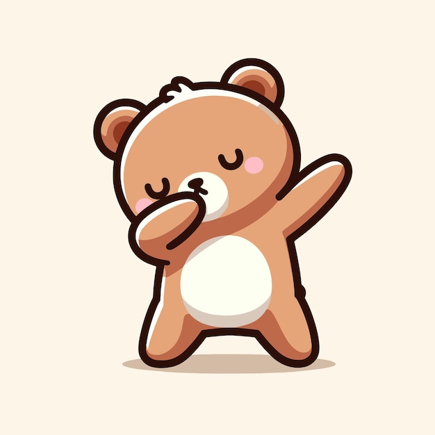Fondo plano de ilustración de dibujos animados de pose de oso