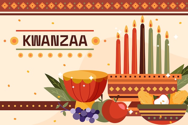 Vector fondo plano kwanzaa