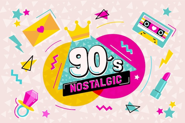 Vector fondo plano nostálgico de los 90