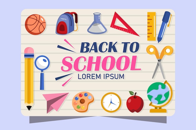 Fondo plano para la plantilla de diseño de la temporada de regreso a la escuela