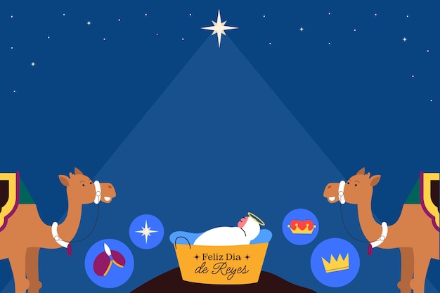 Vector fondo plano para reyes magos