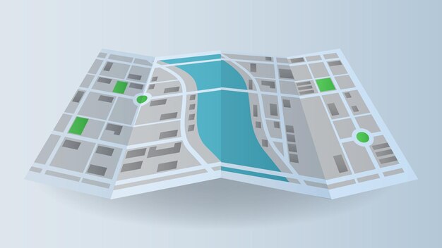 Vector fondo plano de la ruta ubicación de navegación mapa de la ciudad impresión de página plegable