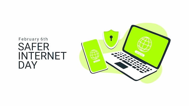 fondo plano para el stock vectorial de un día de Internet más seguro