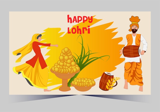 Vector fondo plano vectorial para el festival de lohridiseño de fondo de lohri feliz