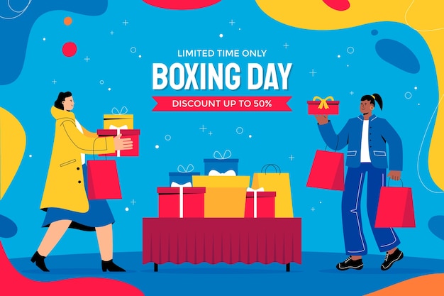 Fondo plano de venta y compras de boxing day