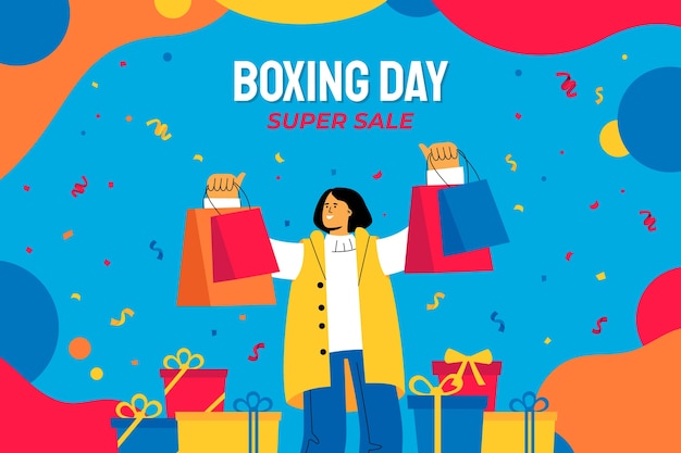 Fondo plano de venta y compras de boxing day