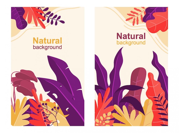 Fondo con plantas y hojas.