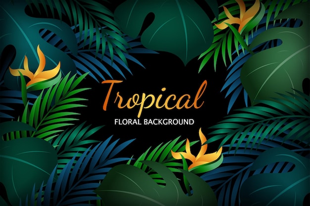 Fondo de plantas tropicales de verano con elegante diseño verde y azul