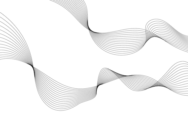 Fondo de plantilla abstracto con diseño de onda Ecualizador de pista de frecuencia digital Fondo de arte de línea estilizada Onda negra con líneas creadas con la herramienta de mezcla Ilustración vectorial