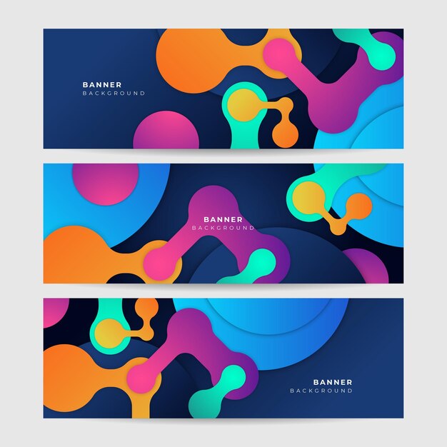 Fondo de plantilla de diseño de banner de tecnología de punto vinculado colorido colorido abstracto