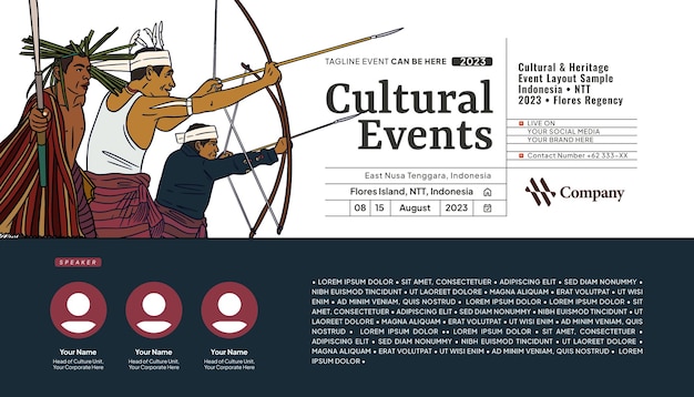 Fondo de plantilla de diseño cultural creativo con ilustración de Nusa Tenggara Oriental