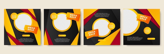 Vector fondo de plantilla de diseño de publicación de venta colorido negro rojo naranja de venta de círculo moderno
