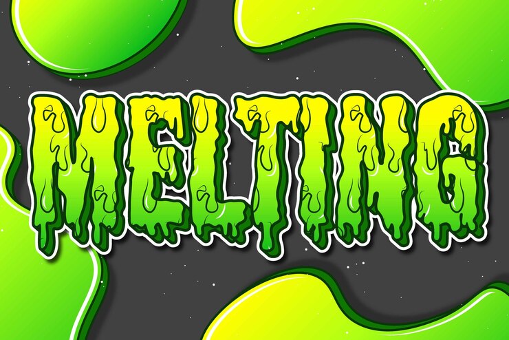 Vector fondo de plantilla de estilo de fuente de efecto de texto editable con letras de tipografía líquida verde limo derretido
