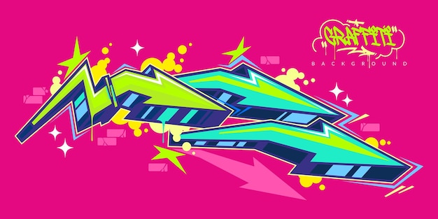 Fondo de plantilla de ilustración de vector de flechas de estilo de graffiti de arte callejero urbano abstracto colorido