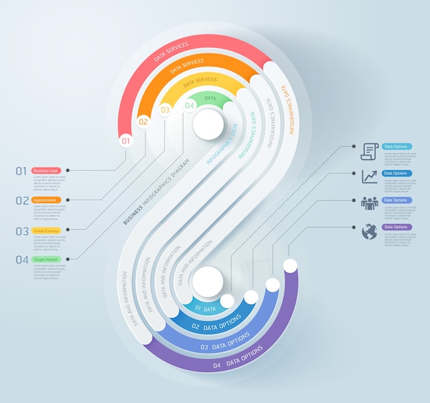 Fondo de plantilla de línea de tiempo de infografías de negocios