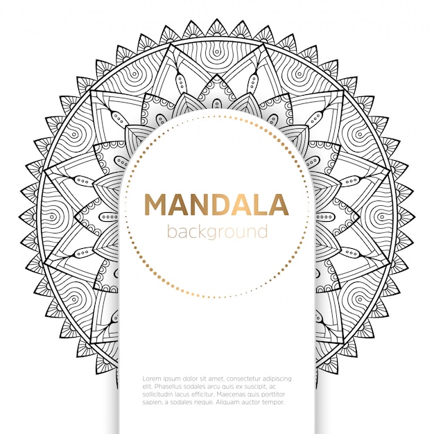 Fondo de plantilla de mandala blanco y negro