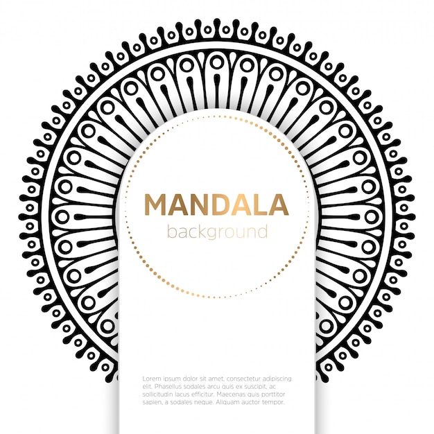 Fondo de plantilla de mandala blanco y negro