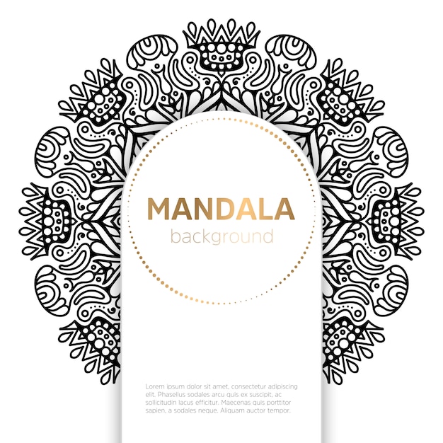 Fondo de plantilla de mandala blanco y negro
