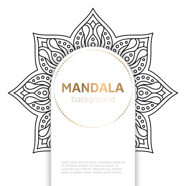 Fondo de plantilla de mandala blanco y negro